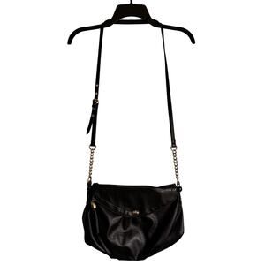 Juicy Couture Black Pebbled Hobo Shoulder Bag Gold Chain Pink Interior